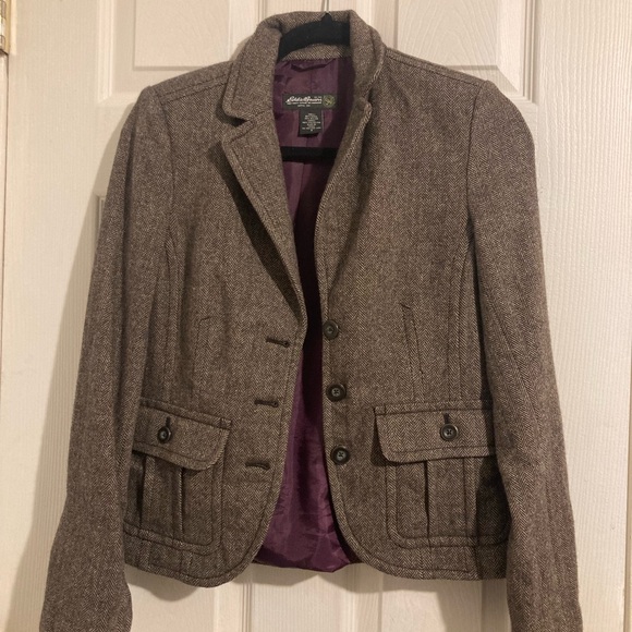 EDDIE BAUUER Brown Women's Blazer Size 2 80% Wool - Picture 1 of 10